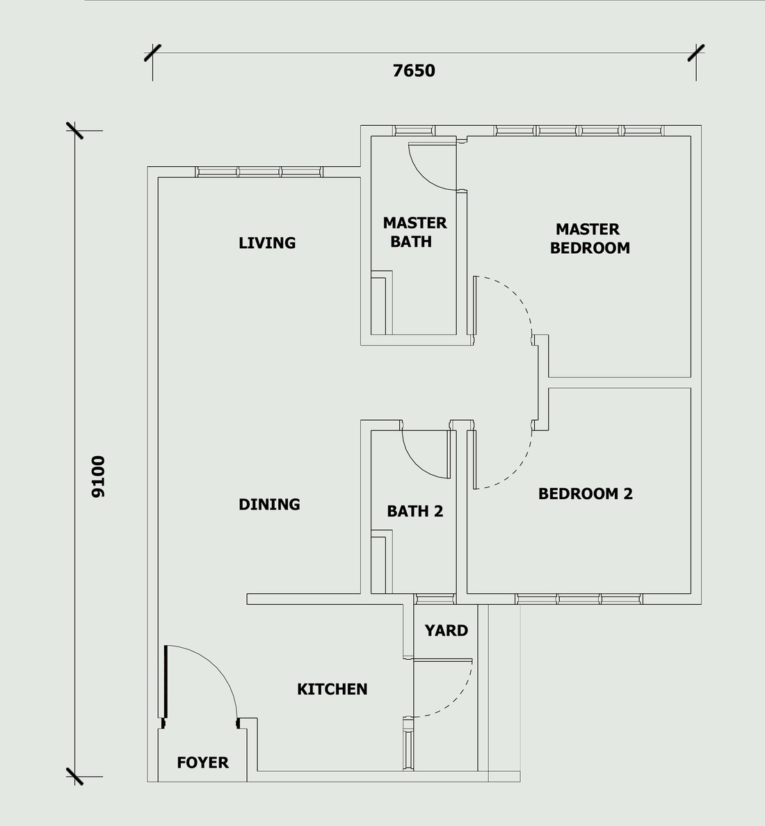 Permas Heights Type A floor plan, 650 sqft, 2 bedrooms 2 bathrooms