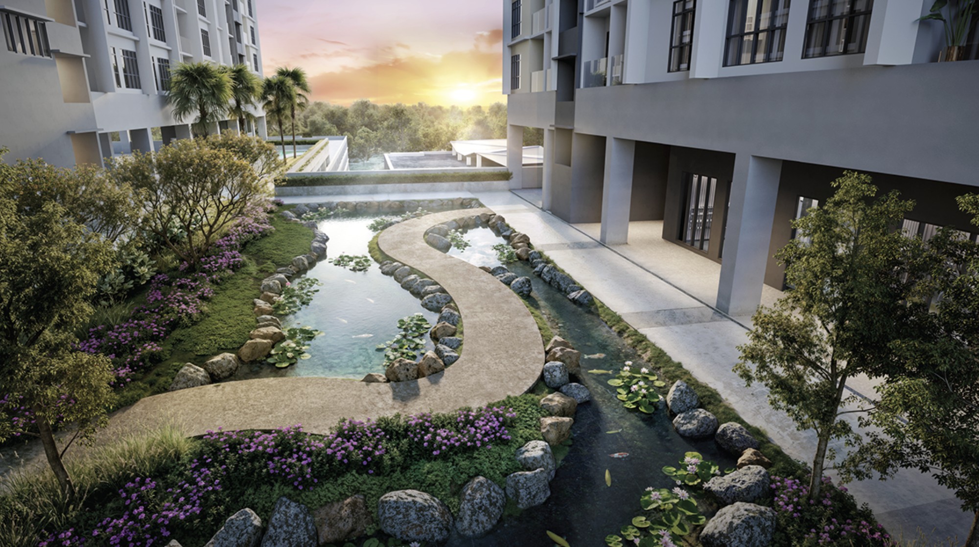 Permas Heights koi pond edge and walkway
